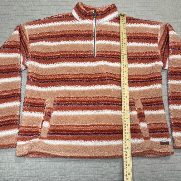 Roxy Quarter-zip Striped Fleece Sweatshirt In Canyon Clay Stripe Size Large - Picture 5 of 12